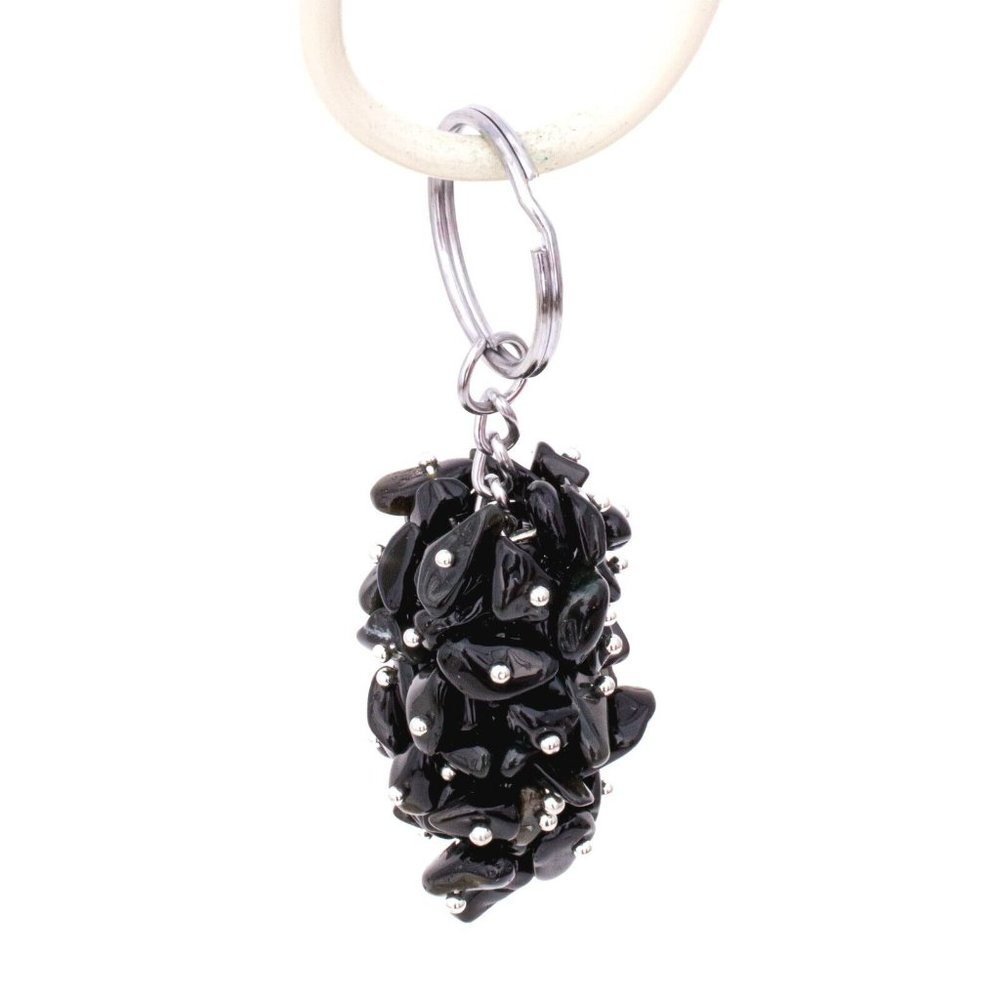 Polished Obsidian Gemstone Chip Cluster Keychain Crystals Metaphysical Shop